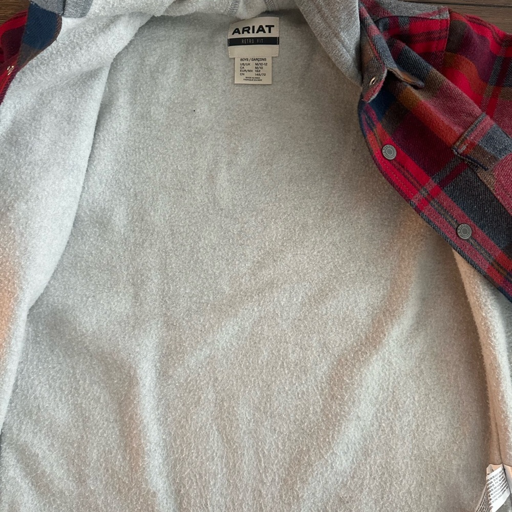 Ariat Retro Fit Plaid‎ Flannel Hooded Jacket Size M Like New - Picture 6 of 6
